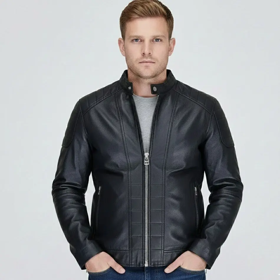 Black Cow Leather Casual Jacket Coats Menswear
