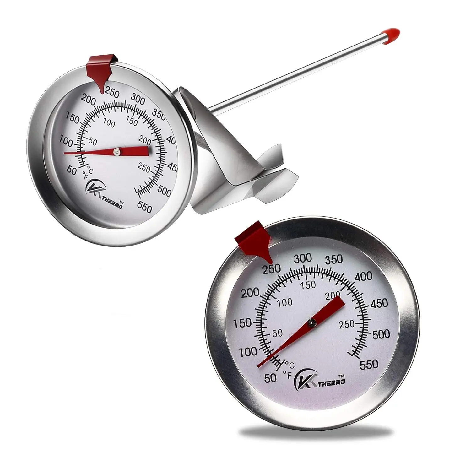 Deep Fry Thermometer with Instant Read,Dial Thermometer,6" Stainless Steel Stem Meat Cooking Thermometer,Best for Turkey,BBQ,Grill