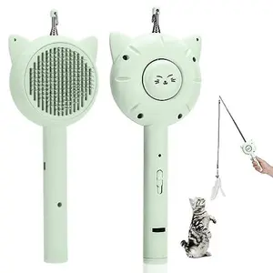3 In 1 Cat Brush, Cat Brush with Release Button, Cat Brushes for Indoor Cats,Cat Grooming Brush,Cuddles and Meow,Cat brush with Release Button, Cat Brushes for Indoor Cats Shedding,Cat Brush for Long or Short Haired Cats,Cuddles and Meow