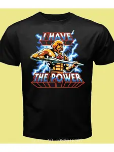 He-Man 'I Have The Power' Graphic Tee - 100% Cotton, Casual Crew Neck T-Shirt for Men, Sizes S-3XL