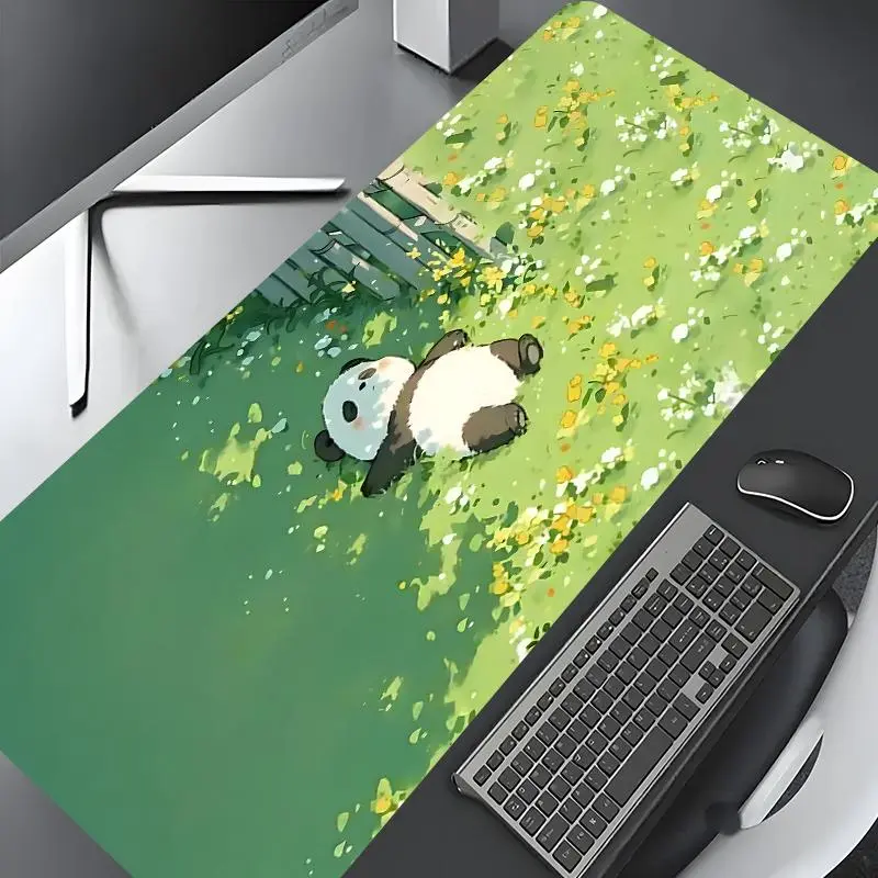 Cute Panda Pattern Mouse Pad, Rectangle Gaming Mouse Pad, Non-slip Rubber Base Desk Keyboard Mat for Home Office, Gaming Desk Accessory, Cute Desk Accessories