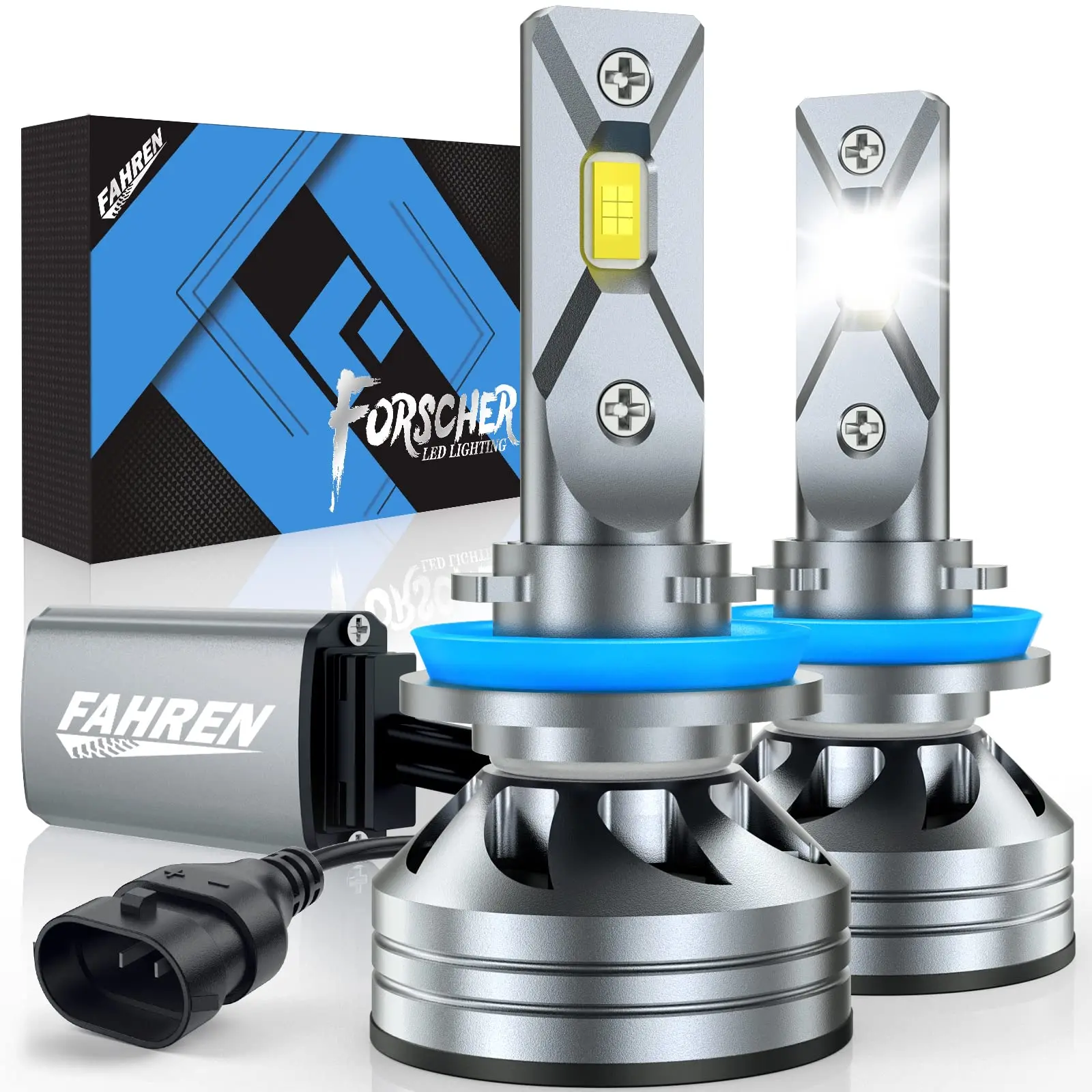 FAHREN H11/H9/H8 LED Headlight Kit, 39000LM Super Bright 6500K Cool White, CANbus Ready, 100-149W, 5000+ Hours Life, Plug & Play, 2-Pack Led Car Bulb FAHREN H11/H9/H8 LED Headlight Kit, 39000LM Super Bright 6500K Cool White, CANbus Ready, 100-149W, 5000+ Hours Life, Plug & Play, 2-Pack Led Car Bulb