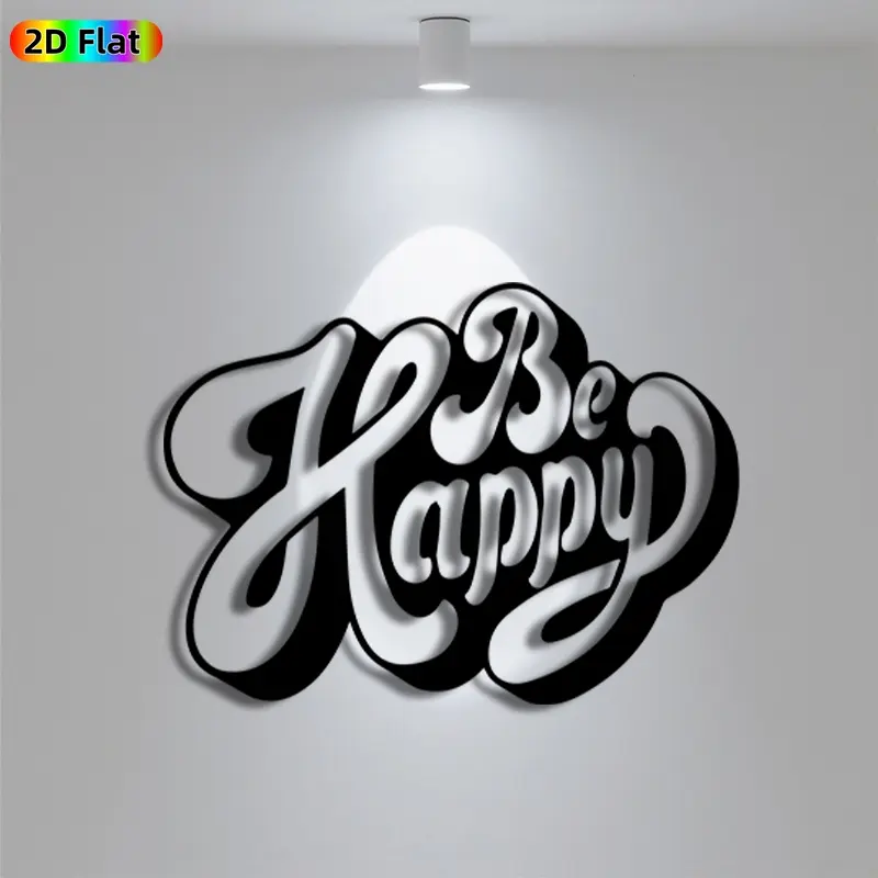 1pc Cute "Be Kappy" Metal Wall Art, Cute "Be Kappy" Statue Mural, Iron Craft, Perfect for Bedroom, Boudoir, Love Alcove Decor, Artistic Metalwork, Silhouette Wall Decor, Valentine's Decor, Ideal Gift for Joy Seekers