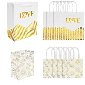 Small & Medium Wedding Paper Gift Bags Assortment - 12 Pc.