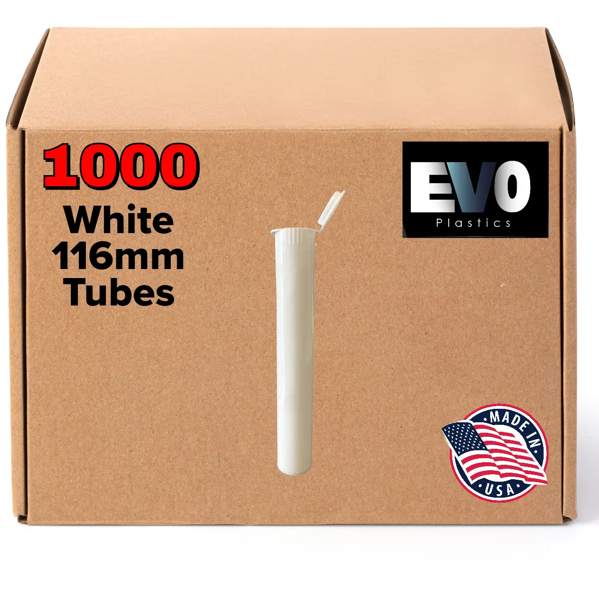 116mm - Plastic Tubes - Child Resistant - BPA Free - Made in USA Box Disposable
