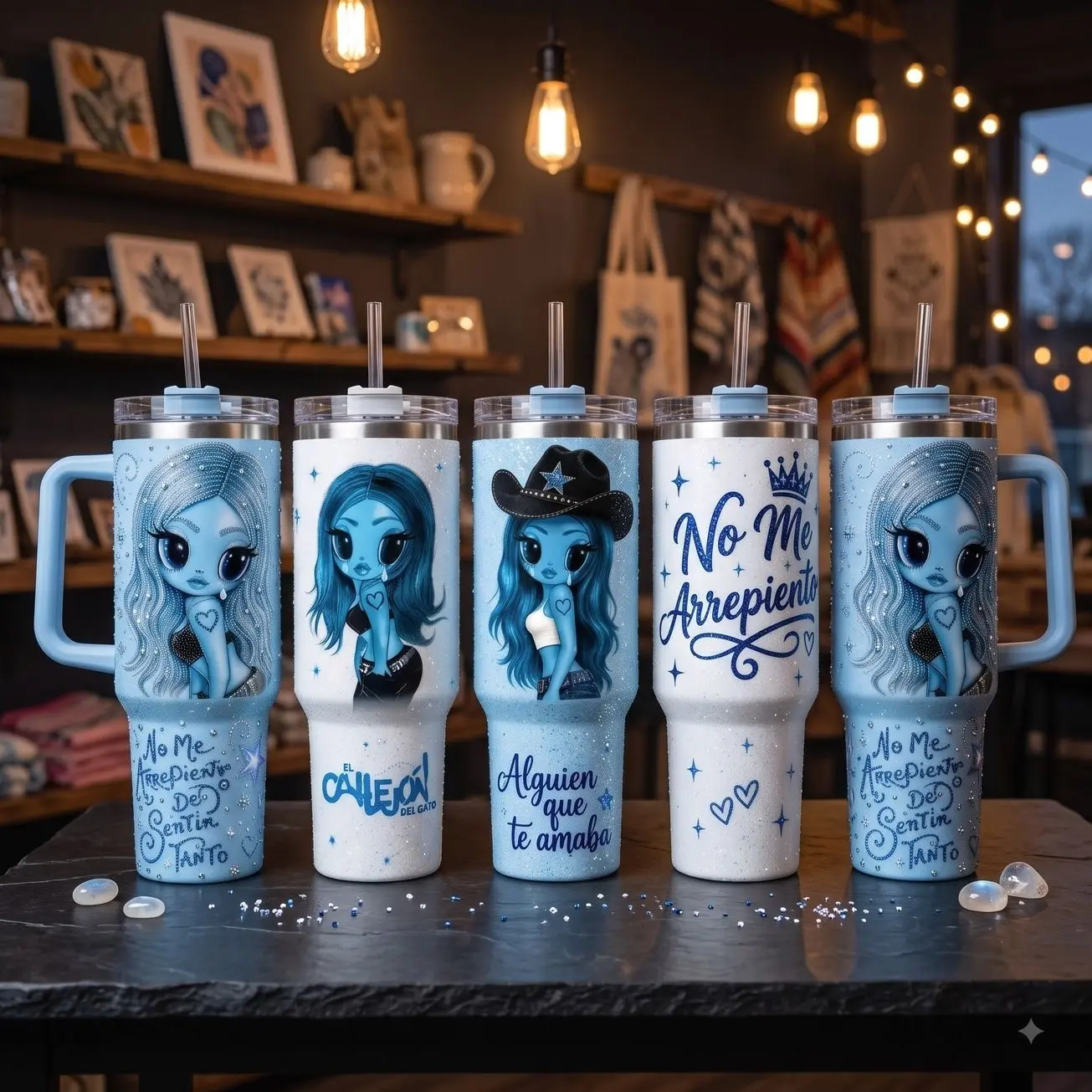 La Bichota No Me Arrepiento de Sentir Tanto New Album 2026 40oz Stainless Steel Tumbler with Handle and Straw, Bichotas Fandom Latin Pop Insulated Travel Mug