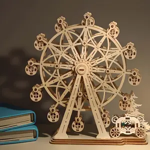 Mucus 3D Handmade Puzzle Wooden Toy Model of a Ferris Wheel, a Decorative Music Box for Desktop, Perfect for Holiday Parties And Birthday Gifts