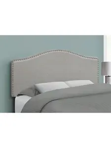 212 MAIN Adjustable Full Size Headboard - Gray Linen Blend Fabric-Covered Arched Shape, Nail Head Trim, Transitional Indoor Furniture Bed Headboard, Adjustable Bed Headboards, Arch Shape Headboards