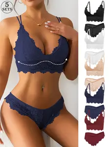 10pcs TikTok bestselling lace Backless bra and panty set with removable cup pads lightweight breathable