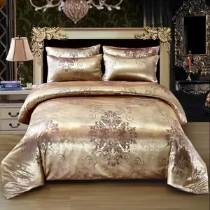 Elegant Solid Color Satin Jacquard Bedding Set, 1 Count Duvet Cover & Pillowcase without Filler, Soft Bedding Set for Home Bedroom