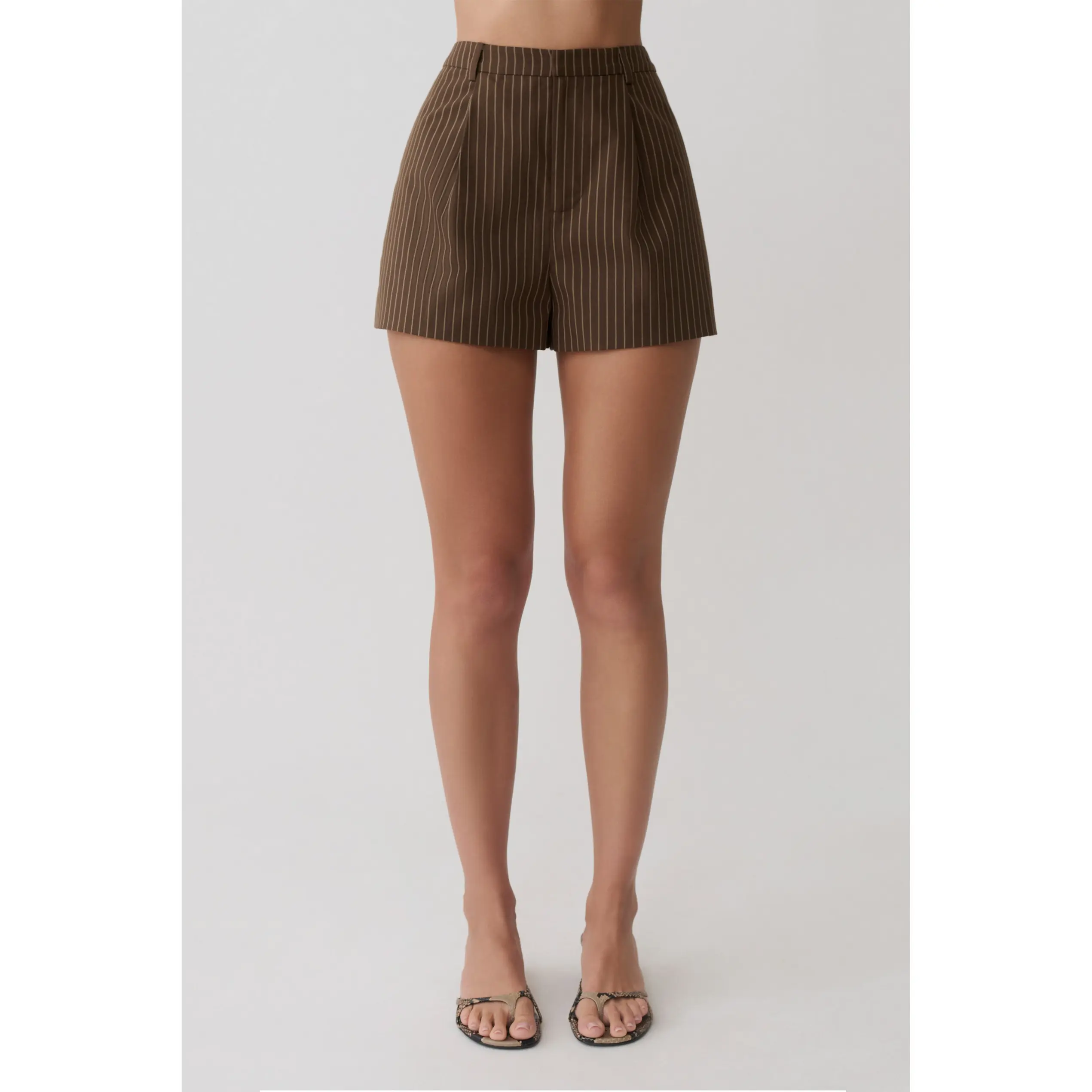 Alina Pintuck Cotton Shorts - Chocolate