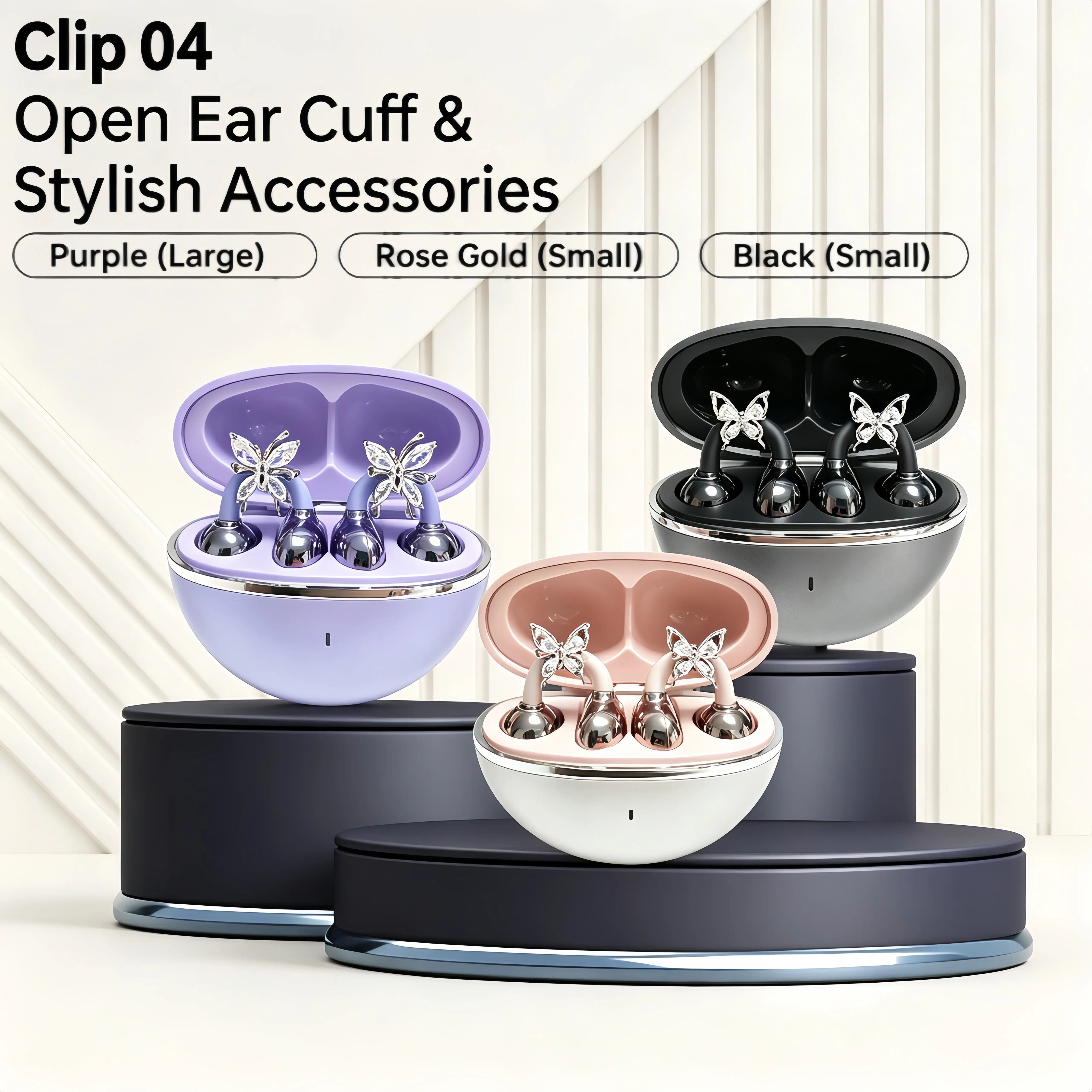 Fluffdrip Clip 04 Crystal Butterfly Wireless Earbuds - Y2K Aesthetic Jewelry Headphones, Unique Birthday Gift for Women & Girls, Bluetooth outdoorfun Audio#SummerWins #DealsForYouDays
