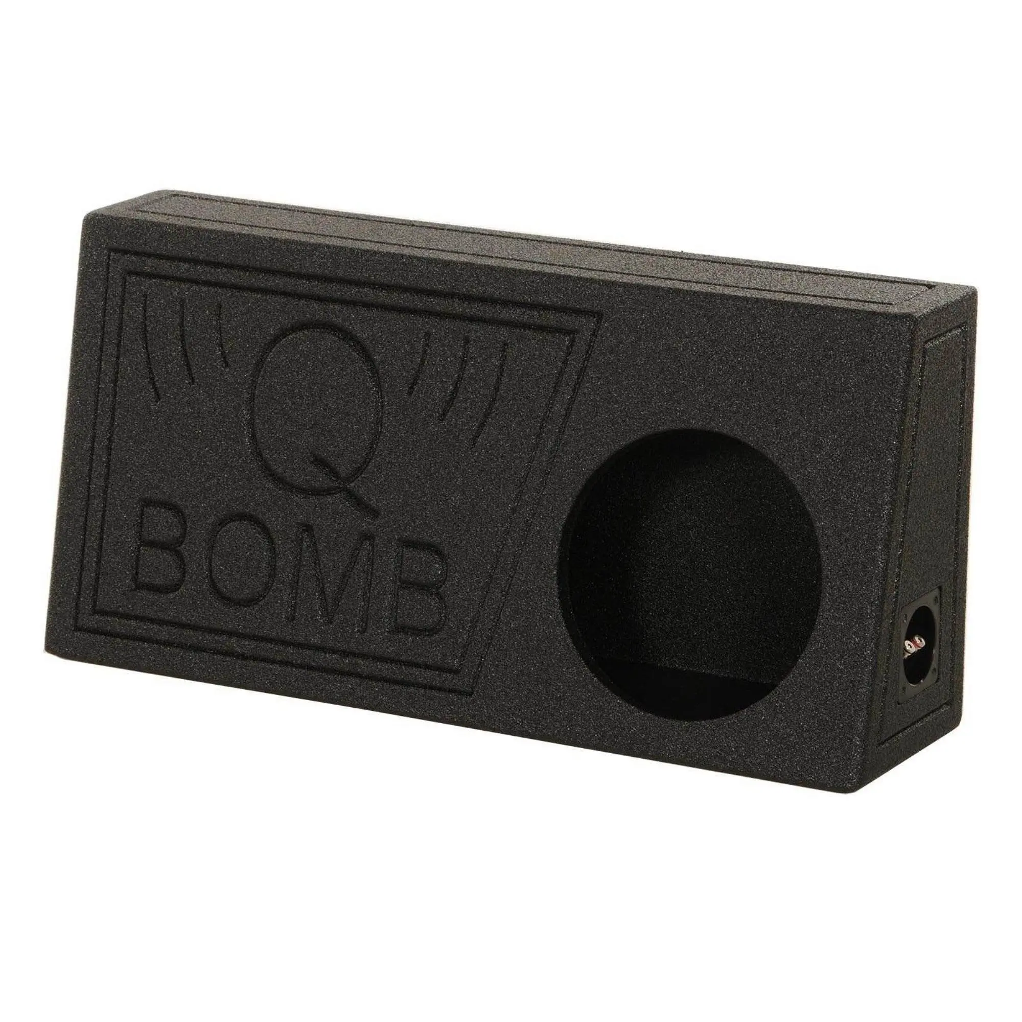 Q Power QBomb 10 Inch Single Vented Subwoofer Sub Box with Black Bedliner Spray Q Power QBomb 10 Inch Single Vented Subwoofer Sub Box with Black Bedliner Spray