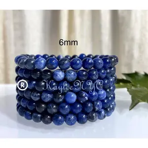 Wholesale 6 Pcs Natural Sodalite 6mm 7.5” Crystal Healing Stretch Bracelet