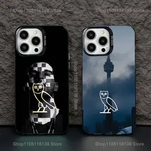 D-Drake O-OvO OWL Phone Case For iPhone 16,15,14,13,12,11,Pro,XS,Max,Plus,Mini,SE Black Candy Matte Shockproof Cover