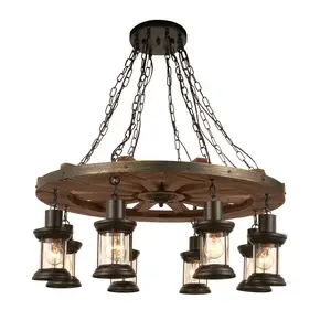 European Retro Wheel Shaped Pendant - Unique Vintage-Inspired Design for Living Room Dining Room & Basements Classic European Style