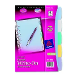 Avery 8.5 x 5.5 in. Plastic Durable Write-On Divider With 5-Tab, Multiple Color