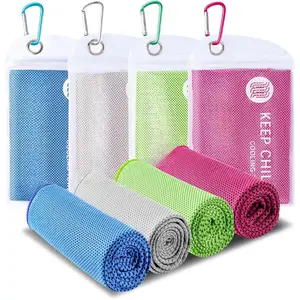 4 Pack Cooling Towel (40"x12"), Soft Breathable Chilly Towel, Ice Towel, Microfiber Towel for Yoga, Sport, Running, Workout,Gym, Camping, Fitness, Workout & More Activities(Multicolor)