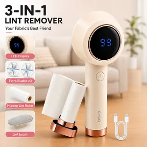 3-in-1 Fabric Shaver & Lint Remover with LED Display, Rechargeable Defuzzer for Clothes, Sweaters & Couch