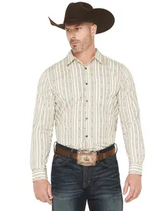 Gibson Trading Co Men's Tiki Boat Southwestern Striped Print Long Sleeve - Gmfa25w15-Wht