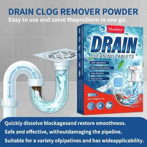Drain Unblocker Tool, Powerful Kitchen Sink, Shower Drain, Bathtub Clearing, Dissolves 200+ Clogs, Kills 99% Bacteria, Safe for All Pipes
