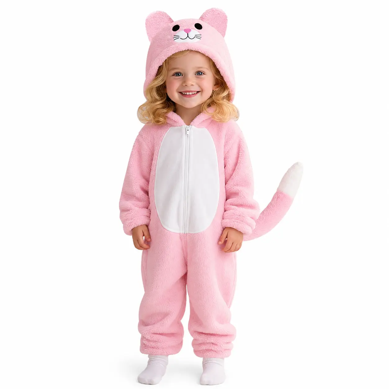Kids  Cat Onesie Pajamas Soft Flannel Cozy Animal Sleepwear
