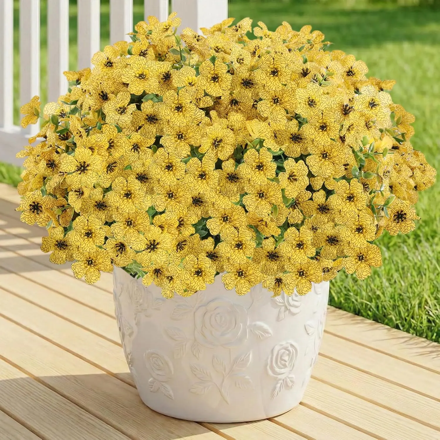 12/24pcs  Artificial Flower - UV-Resistant Plastic Fake Flowers with Flower Design, Backyard & Outdoor Decor, Home Office Home Supplies summerwins,summerwins