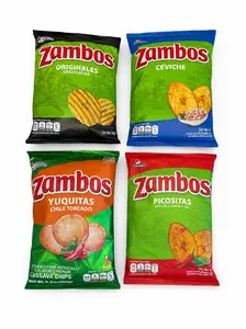 Zambo Original 4-Pack Snack Bundle - 140g Total, Includes Ceviche, Yuquita, and Picositas Crisps
