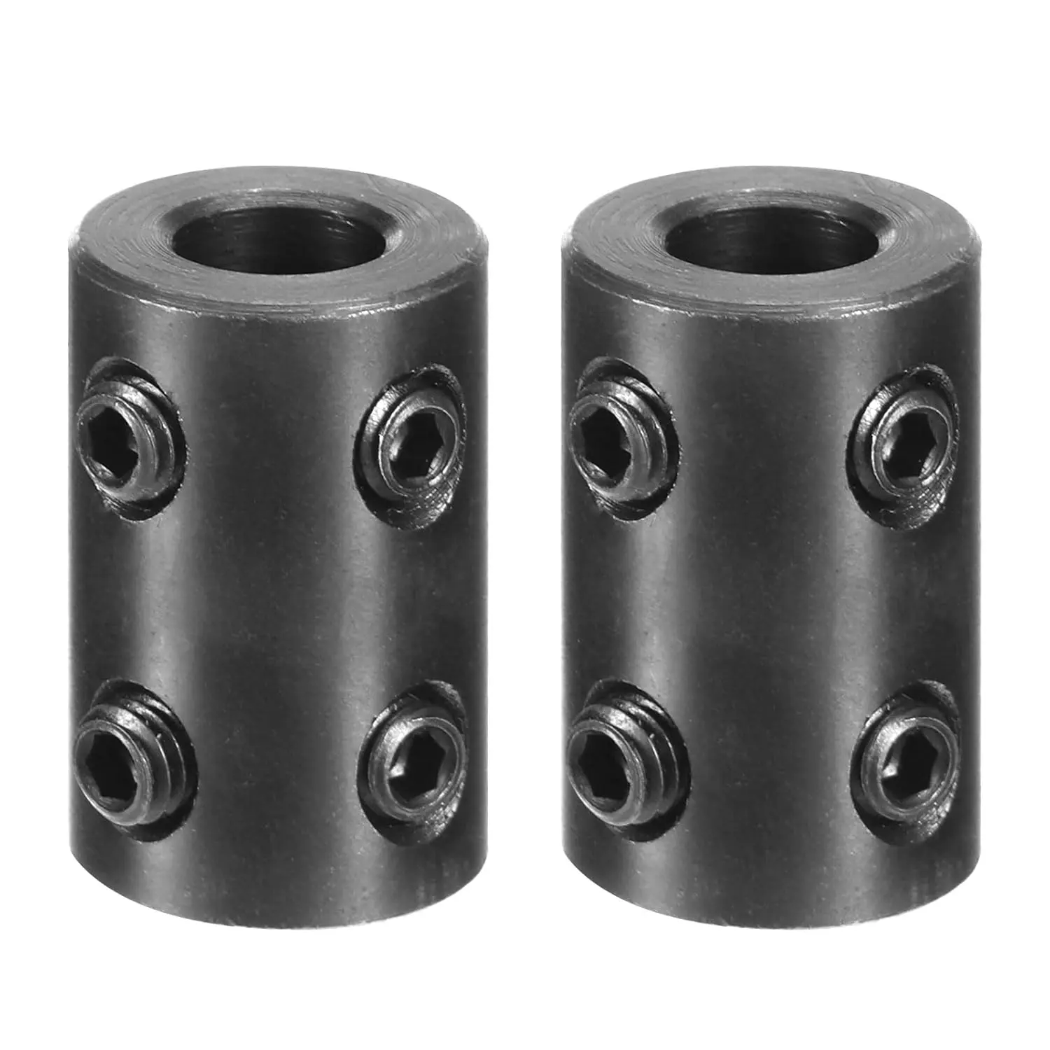 2pcs Black Oxide Plated Rigid Shaft Coupling - 5/16" Bore, 5/8" Outside Diameter, 1 Inch Length, 4 Set Screws for Pumps, Generators, Transmission