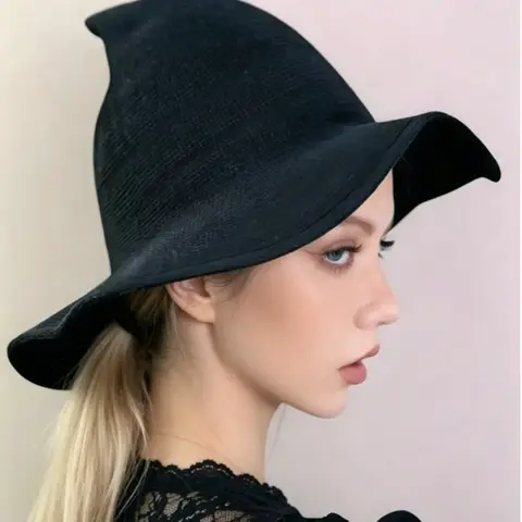 Witch Hat Design Black Witch Hat, Fashionable Hat for Women & Men, Casual Trendy Accessories for Party, Daily Clothing Decor, Perfect for Student for Gift, Witch Costume