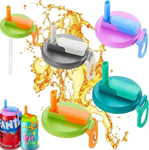 Can Lids with Straws Reusable Silicone Beverage Can Lids Leak-Proof Soda Can Covers with Straws for 2.13” Cans Pack of 4 NONE