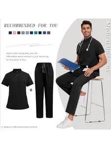 Men's Doctor Hand Brush Set Stand Collar Short Sleeve Scrubs Uniform Skin Care Nurse Work Clothes