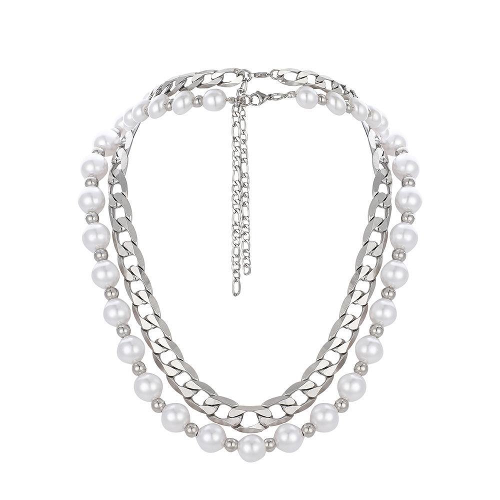 Stylish Stainless Steel Pearl Necklace