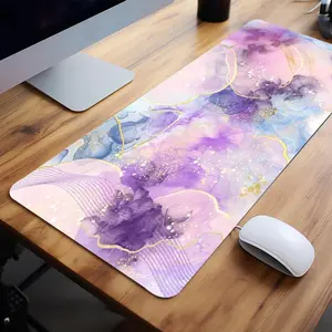 1pc Extra Large Abstract Art Purple Marble Pattern Mouse Pad Artistic Gaming Desk Pad 35x16 Inch Computer Keyboard Mousepad with Non-Slip Rubber Base Durable Stitched Edge Perfect Gift for Friends