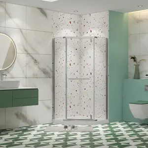 34.75“ x 72” Pivot Shower Door with 1/4” Tempered Glass, Chrome Frameless New Angle Pivot Shower Enclosure.