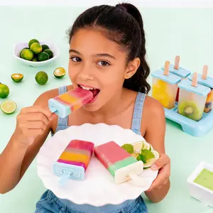 Easy Release Ice Pop Molds Set Reusable Silicone Ice Cream Molds BPA Free Homemade Popsicle Maker for Ice Lolly Ice Cream and Frozen Treats Durable Kitchen Tool for Summer Homemade Dessert Making -RR