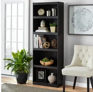 Framed 5-Shelf Bookcase with Adjustable Shelves, Espresso