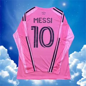 24 25 Pink Home Messi 10# Long sleeve Soccer Jersey