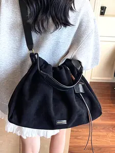 Casual and Versatile, Retro Pleated Drawstring Crossbody Bag, Solid Color Underarm Tote Bag, Simple Handbag, Niche Design Crossbody Bag Commuter Shoulder Bag Suitable for Daily Wear, Commuting and Other Scenarios, Crossbody Shoulder Purses