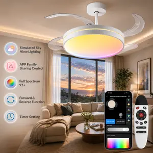 BAYSQUIRREL Smart Skyview Ceiling Fan Light with Remote Control & App, Full Spectrum Eye-Care Dynamic Sky Modes Lighting,12000K,6 Speeds, Reversible Blades,24-Hour Timer SmartLamp for Kids,Seniors,Indoor & Outdoor Use