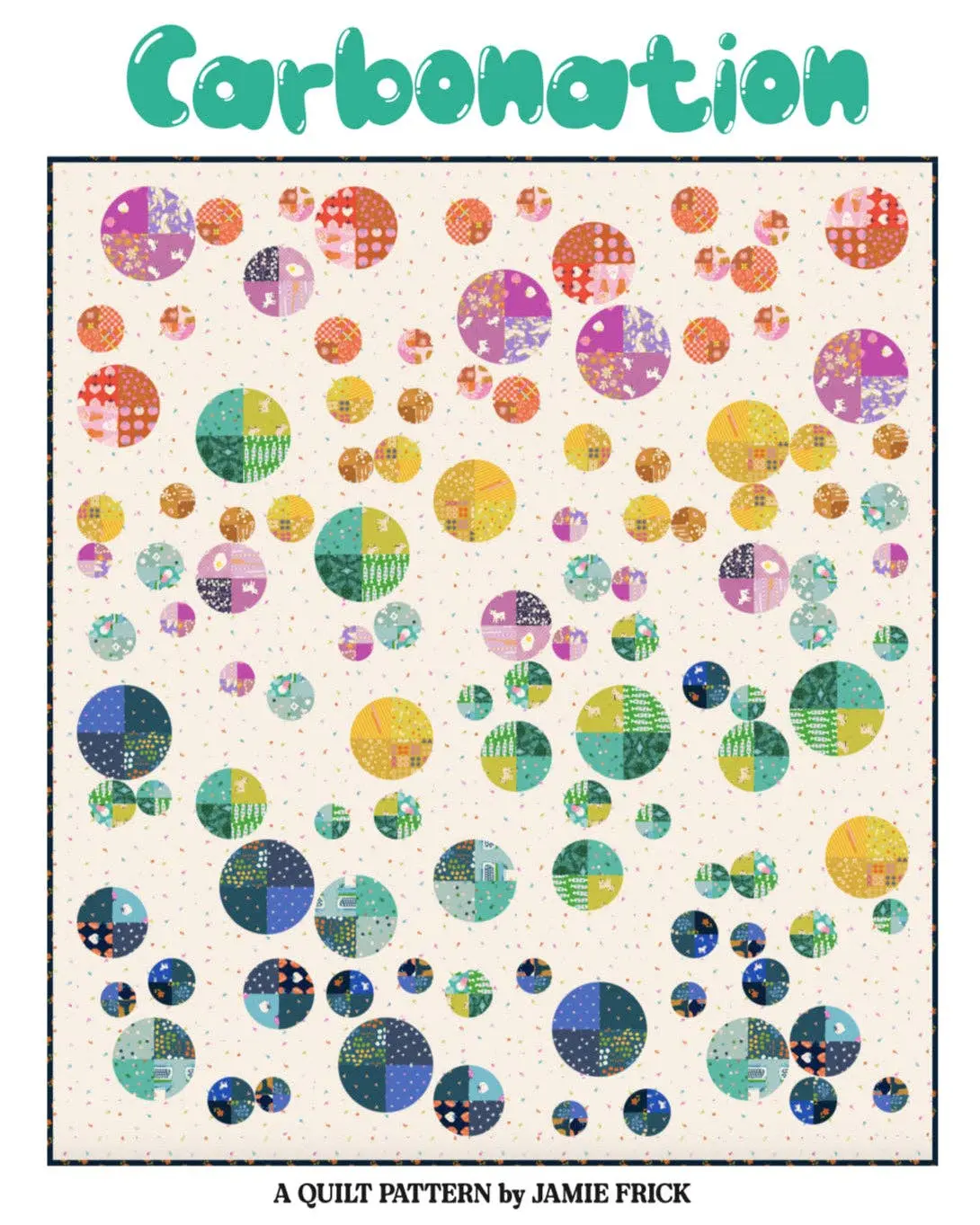 Colorful Circles Carbonation Fabric Quilt Pattern, Bedding & Linens Textile Design for Quilt Making, Patchwork Weave