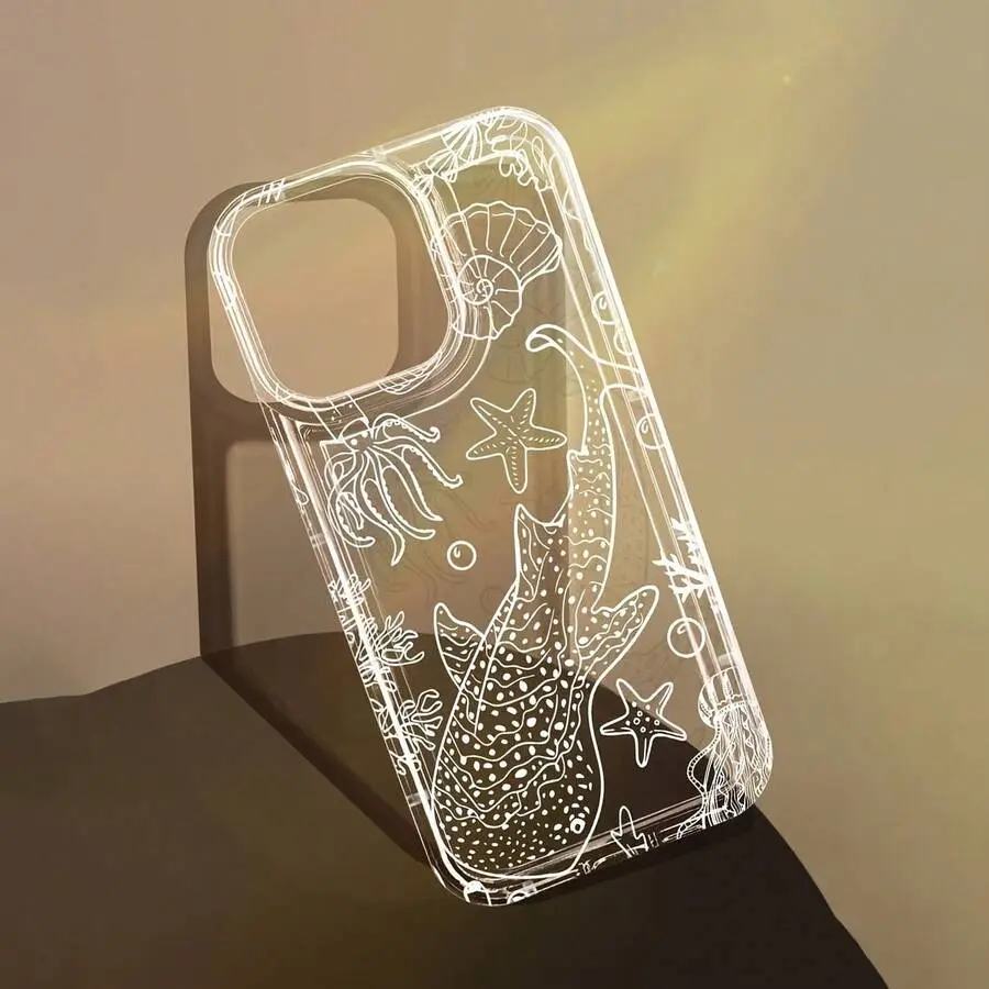 New Ultra-Slim Shockproof Phone Cases The Ocean White Outline Phone Cases Offers A Comfortable Grip And Effectively Protects Your Phone From Impacts And Drops. It Is Compatible With Various For Iphone Models, Including Cases For The 16/15/14/13/12, 11 Pro