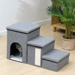 3-Level Multifunctional Cat Bed Pet Stairway - Wear-Resistant Removable Stackable Storage Bins, Joint-Friendly for Sofa & Couch, Pet Supplies with Storage Organization