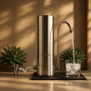 Vortopt F7 Countertop WaterPurifier-5-Stage Filtration,8000Gal/12-Month Filter Life-Removes99% Chlorine, Heavy Metals, BadTaste & Odors-Mineral-EnrichedWater