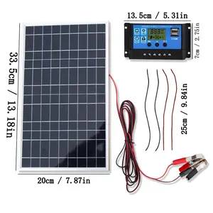 1 Set 12v Portable Flexible Solar Panel Kit, 100a High Efficiency Controller, Extension Cords & Clips Equipped, Rv Boat Home Off-grid Car Battery Charging