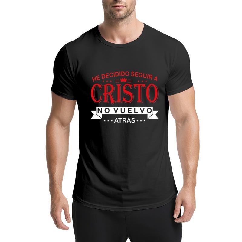 Men's Christian Graphic Short-Sleeve Cotton T-Shirt - Crew Neck, Lightweight, Medium Length, Machine Washable, Faith-Based Everyday Casual Top (Standard Sizes)
