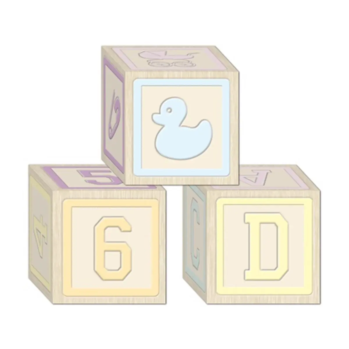 212 MAIN Pastel Cardstock Pre-Printed Baby Block Gift Box Set - 12-Pack 3x3in Stackable Boxes with Flaps, Side Tabs, Easy to Clean, Office Stationery Compatible for Baby Shower Gifting