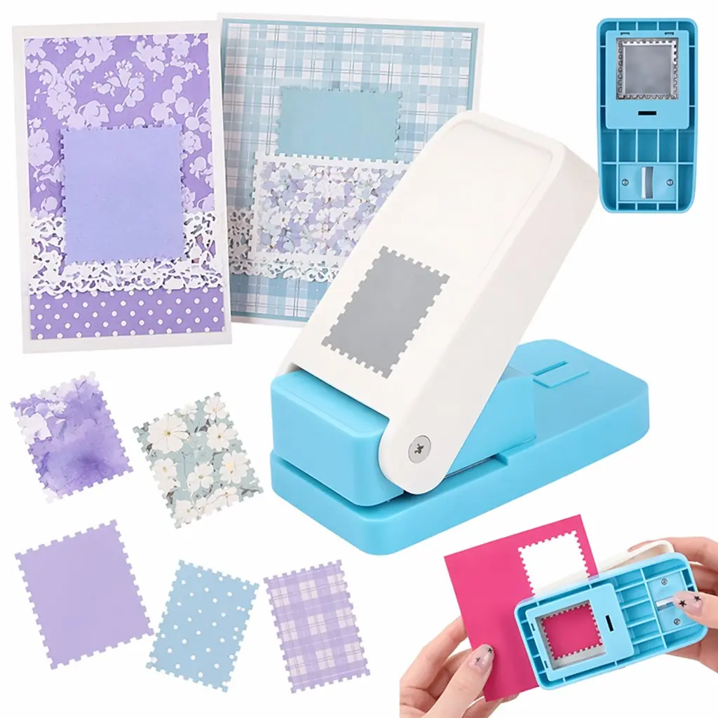 Stop Cutting by Hand! Manual Lever Floral Stamp Puncher - Creative DIY Gift & Easy Craft Paper Trimmer for Perfect Postage Stamps with Clean Edges. Great for Journals, Envelopes, Scrapbooking & DIY Crafts - Ideal Gift for Crafters, Teachers & Kids
