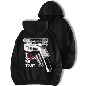 In Glock We Trust Standard size Black Hoodie, T-Shirt, 100% American Cotton Poly Blend Comfortable Stylish Layering Outfit for Men Women GILDAN 5000