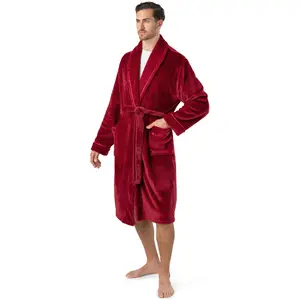 PAVILIA Mens Soft Plush Robe, Warm Fleece Microfiber Robes for Men, Spa Bathrobe with Shawl Collar and Pockets
